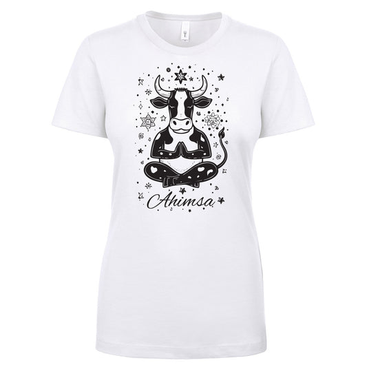 Ahimsa Meditating Cow Ladies T-Shirt - 100% Profits to Animal Charities!