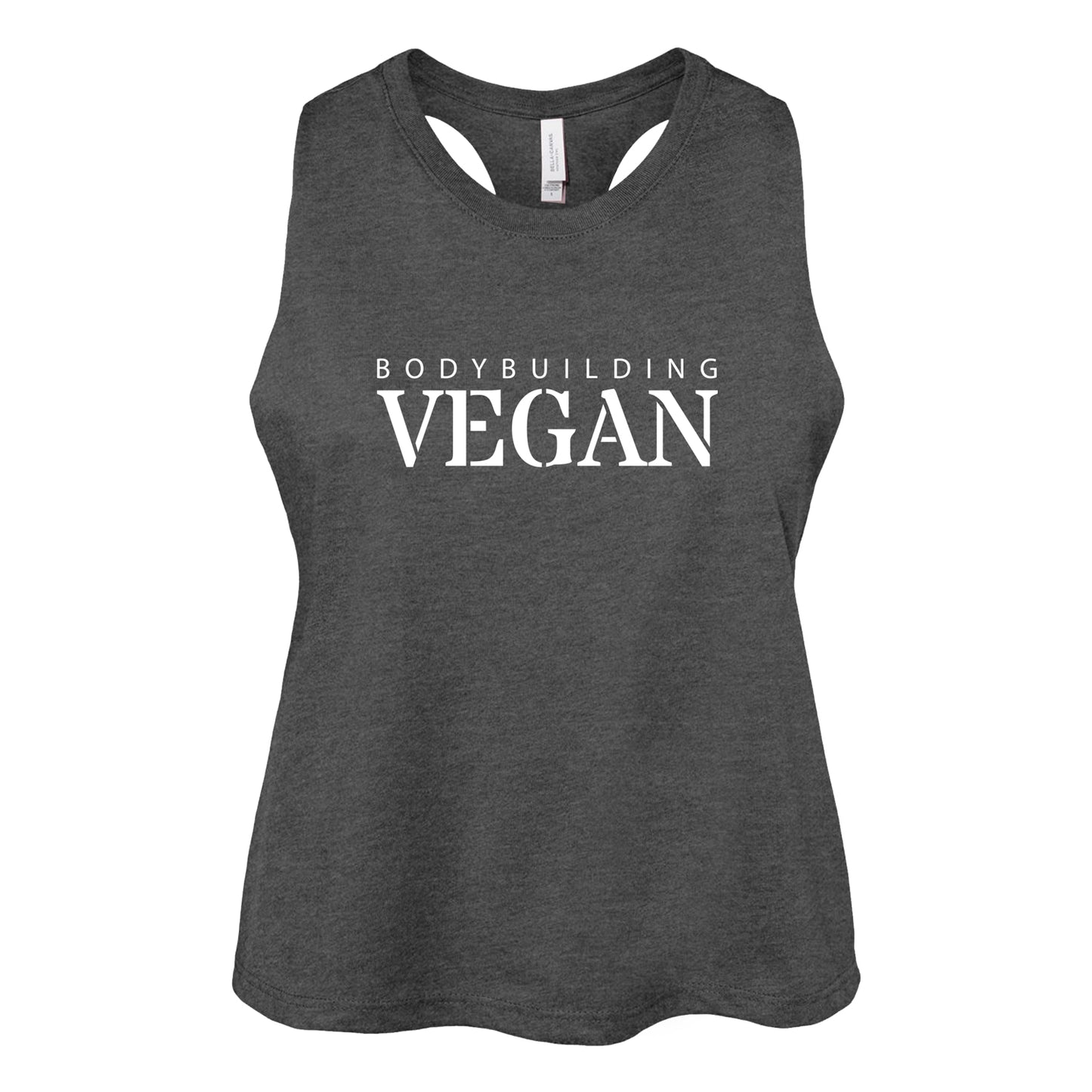 Ladies Bodybuilding Vegan Dark Gray Cropped Tank - 100% for Charity!