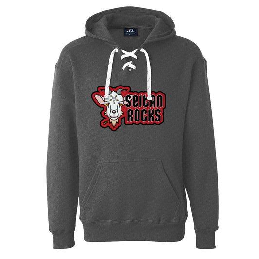 Seitan Rocks Unisex  Sport Lace Hooded Sweatshirt - Charcoal Heather