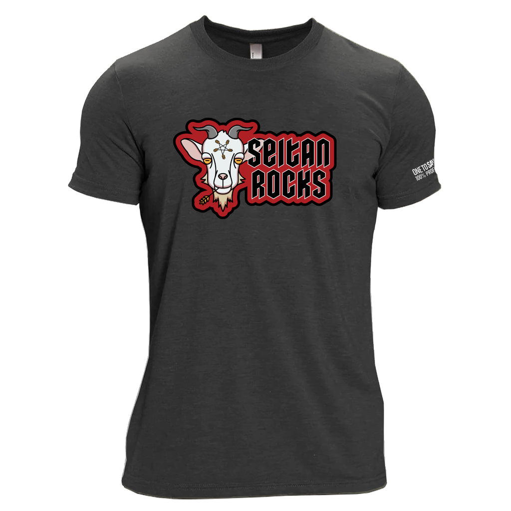 Seitan Rocks Unisex Tri-Blend T-Shirt in Black - by Costa Designs