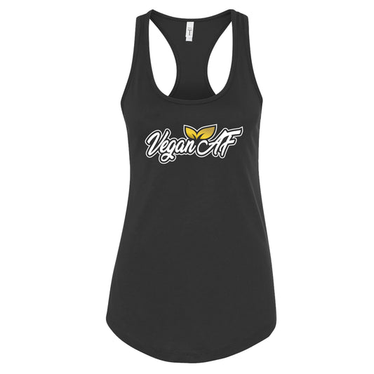 Ladies Classy Vegan AF Black Racerback Tank - 100% for Charity!