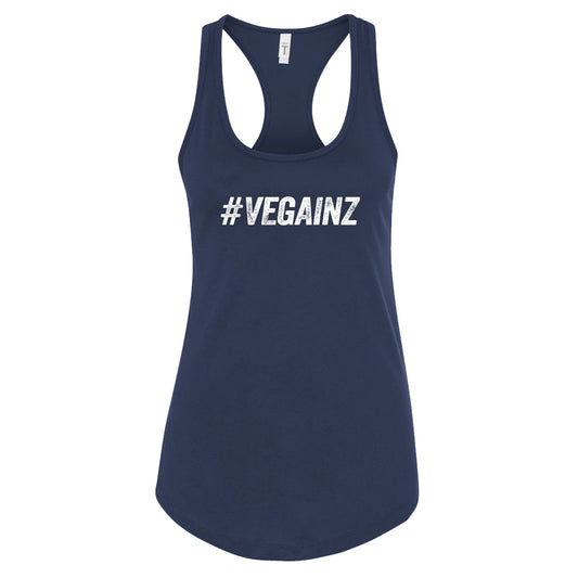 Ladies #VEGAINZ Navy Racerback Tank - 100% for Charity!