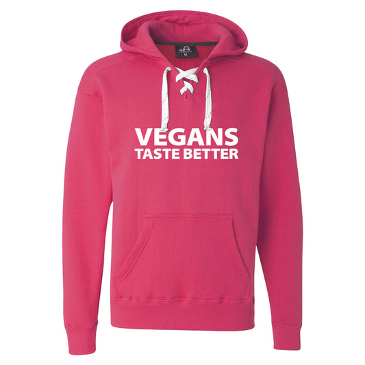 Unisex Vegans Taste Better Sport Lace Hooded Sweatshirt - 4 Colors!
