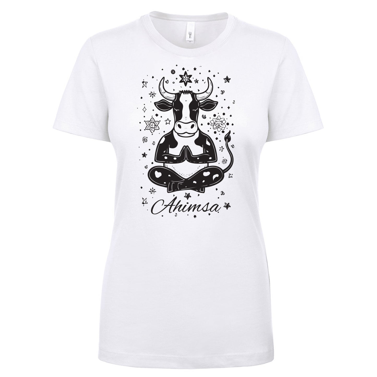 Pre-Order! Ahimsa Meditating Cow Ladies T-Shirt - 100% Profits to Animal Charities!