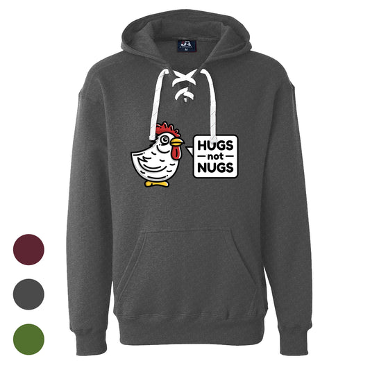 Hugs Not Nugs  Unisex  Sport Lace Hooded Sweatshirt - Available in 3 Colors!