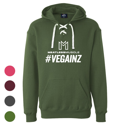 Meatless Muscle Unisex #VEGAINZ Sport Lace Hooded Sweatshirt - Available in 4 Colors!