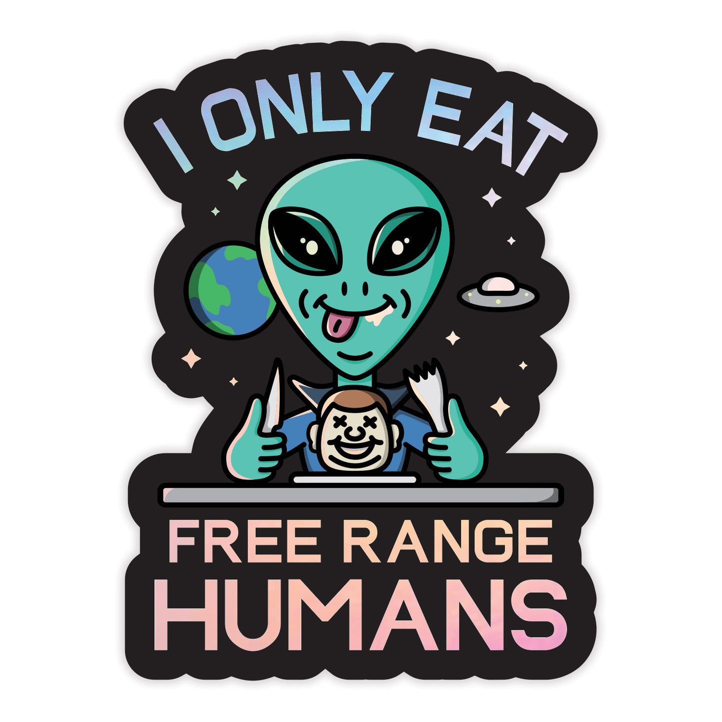 Free Range Humans Holographic Sticker - Free Shipping