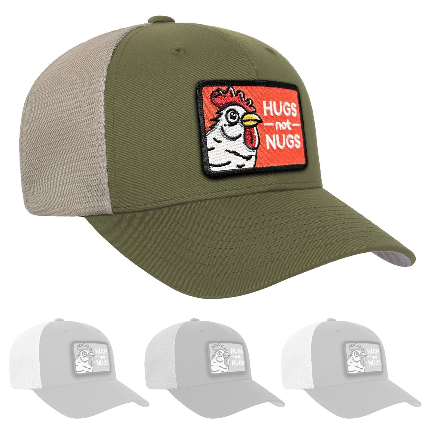 Hugs Not Nugs Flexifit Snap-Back Mesh Hat - Available in 8 Colors