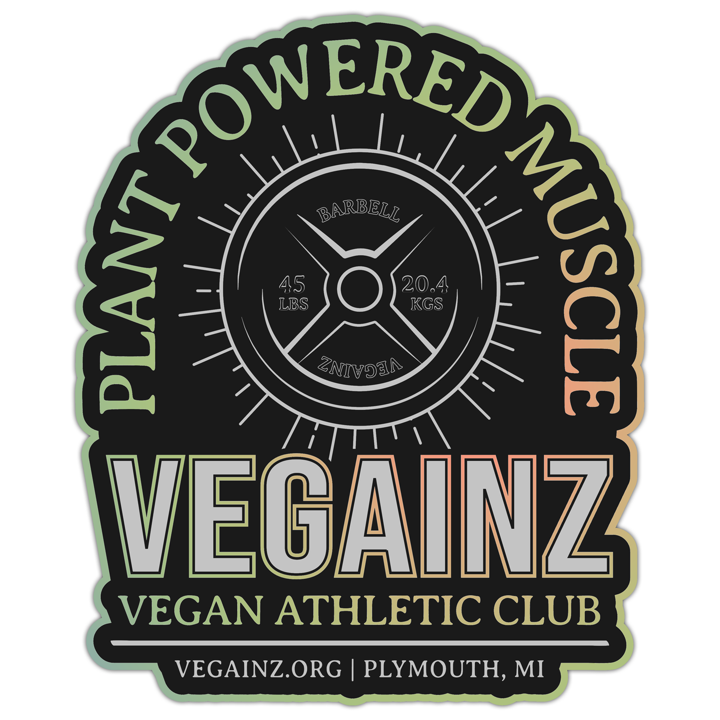 Vegan Athletic Club Holographic Sticker - FREE SHIPPING